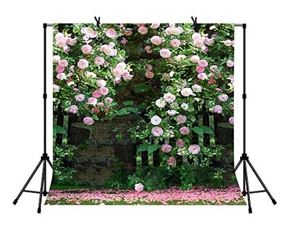 6x6ft Nature Scenery Photography Backdrop Pink Flower Floral Background for Wedding Themed Party Portrait Birthday Party Banner Photo Booth Studio Props BJLY66 - size: Vinyl-6x6FT