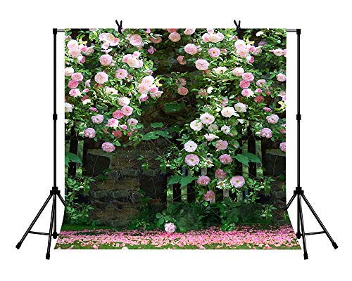 6x6ft Nature Scenery Photography Backdrop Pink Flower Floral Background for Wedding Themed Party Portrait Birthday Party Banner Photo Booth Studio Props BJLY66 - size: Vinyl-6x6FT