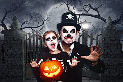 Halloween Night Full Moon Backdrop Gloomy Woods Graveyard Photography Background Horrible Cemetery Spooky Party Banner Halloween Party Decoration Photo Booth Props 9X6FT TP17G - size: 9X6FT