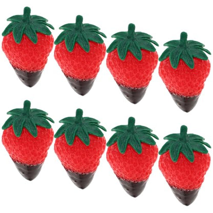 Lurrose 8pcs Chocolate Dipped Strawberry Ornaments Artificial Decorative Fruit Realistic Simulation Strawberries for Photography Props Cake Decoration