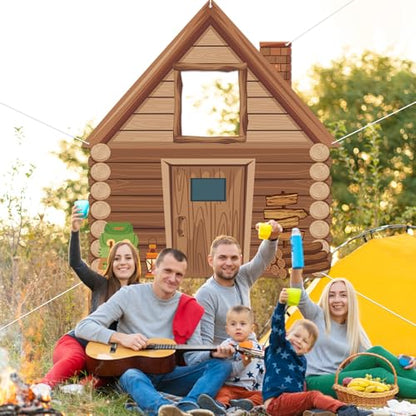 Camping Party Decorations Photo Prop Selfie Frame Happy Camper Photo Booth Props Rustic Wooden Cabin Banner Sign Supplies for Camping Adventure Birthday Party Baby Shower Wedding Home Decor