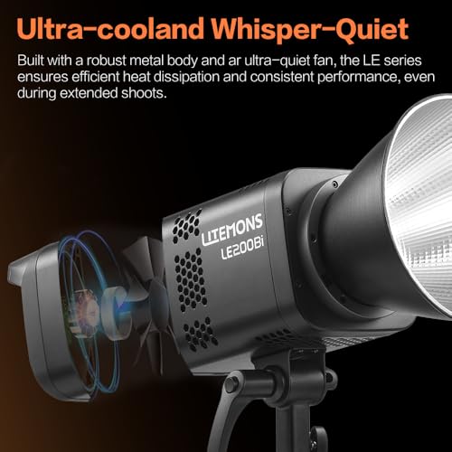 GODOX Light Kit, LE200Bi Continuous Output Lighting, Godox Lighting Kit with Quick Release Softbox, 280cm/ 9.18 FT Stand, 2800K-6500K, CRI 98+, Bluetooth/DMX Control for Studio, Filmmaking - size: Black-2Pcs Kit