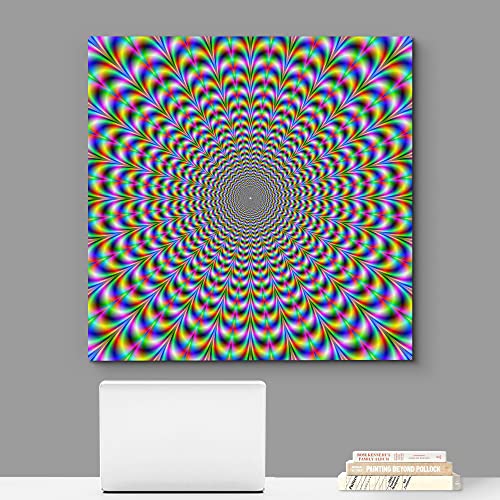 wall26 - Canvas Prints Wall Art - Holographic Optical Illusion Spiral Rainbow | Modern Wall Decor/Home Decoration Stretched Gallery Canvas Wrap Giclee Print. Ready to Hang - 12" x 12" - color: Artwork - 32, size: 12"L x 12"W