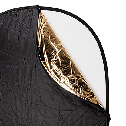 Fotodiox 22in 5-in-1 Collapsible Reflector Panel with Bag for Photography and Video - Black, Gold, Silver, Translucent, and White Panel - size: 22in (55cm)