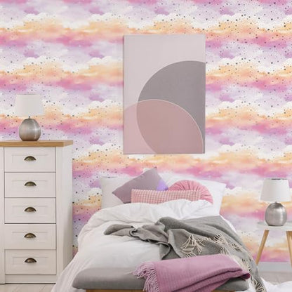 Main Street Peel and Stick Wallpaper Eco-Friendly Sheets 12 Pack, 11 X 16 Inch Cloud Design, Wall Mural for Home Decor, Removable Wall Decor Wallpaper Peel and Stick for DIY Projects - style: Cloud SCF Design