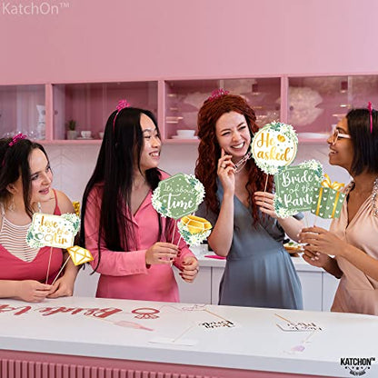 KatchOn Bridal Shower Photo Booth Props - Pack of 35 | Green Decorations for Bridal Shower and Bachelorette Party