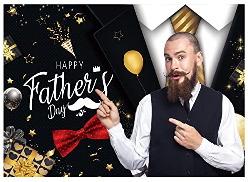 10X8FT Happy Father's Day Backdrop Gold Tie Suit Backdrop Father's Day Party Photo Backdrops for Father's Photo Booth Prop Decoration Photography Background DH-405 - size: 10X8FT