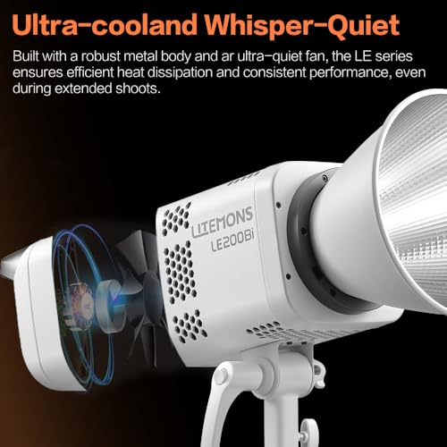 GODOX Light Kit, LE200Bi Continuous Output Lighting, Godox Lighting Kit with Quick Release Softbox, 280cm/ 9.18 FT Stand, 2800K-6500K, CRI 98+, Bluetooth/DMX Control for Studio, Filmmaking - size: White-1Pcs Kit