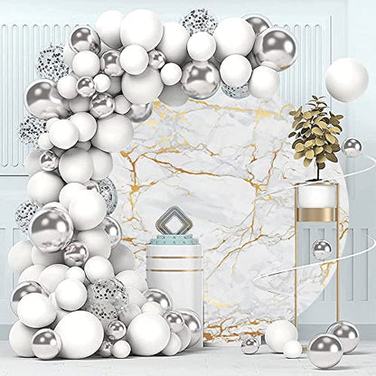 Yeele 6.5x6.5ft Grey Gold Marble Texture Round Backdrop Normcore Polyester Photography Background for Themed Birthday Wedding Bridal Shower Baby Shower Banner Anniversary Events Activities Photo Props - size: 6.5x6.5ft-Diameter