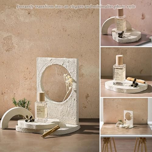 6PCS Product Photography Props: Small Product Photoshoot Props-Wooden Hand Painting Texture Photo Props for Jewelry Cosmetics Mini Items Picture - color: White