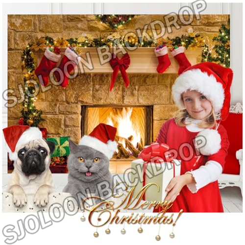 8x8FT Christmas Photography Backdrops Child Christmas Fireplace Decoration Background for Photo Studio (11209) - size: 8x8ft