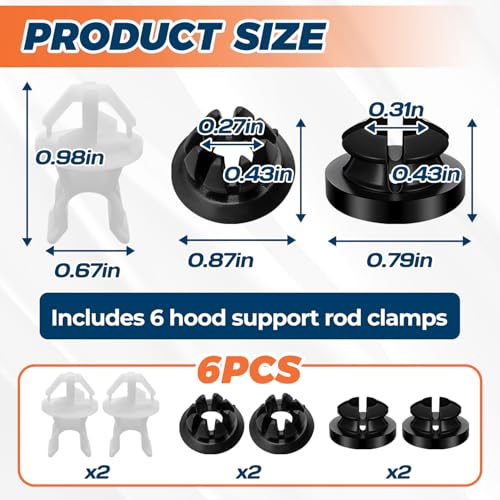 6PCS Car Hood Prop Rod Clip,Hood Rod Grommet Clips,Replace#91503-SS0-003 91604-SD2-013,Car Accessories Compatible with Honda Accord Odyssey