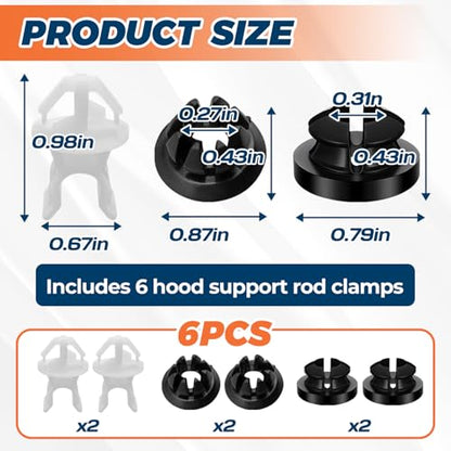 6PCS Car Hood Prop Rod Clip,Hood Rod Grommet Clips,Replace#91503-SS0-003 91604-SD2-013,Car Accessories Compatible with Honda Accord Odyssey