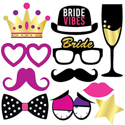 Bachelorette Photo Booth Props - 36 Pieces - Bride Tribe Bridal Shower Party Supplies and Gifts