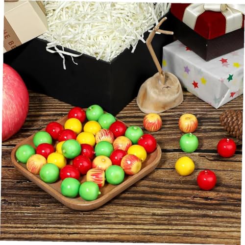 60pcs Mini Artificial Apples Lifelike Fake Fruits Plastic Simulation Decor for Kitchen Party Table Photography Props