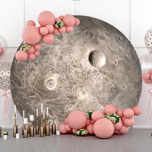 Diameter 7.5ft Universe Planet Moon Surface Round Backdrop Cover Solar System Outer Space Circle Photography Background for Kids Birthday Party Decor Adults Portrait Photo Booth Props - color: Moon Surface, size: 7.5x7.5ft-polyester