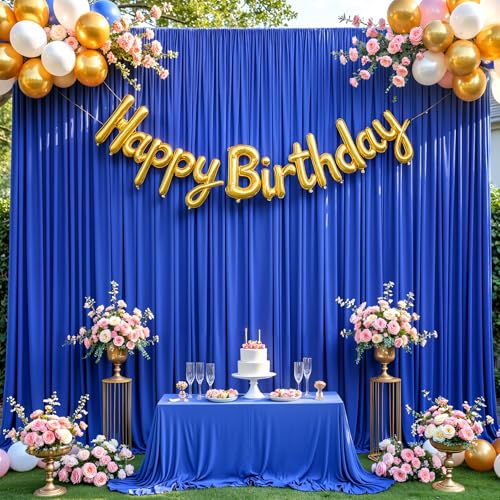 10x10ft Royal Blue Backdrop Curtain for Wedding Parties Wrinkle Free Fabric Royal Blue Drapes Backdrop Decoration for Baby Shower Birthday Photography Decoration 2 Panels, 5ft x 10ft - color: Royal Blue, size: 5ft x 10ft x 2 panels