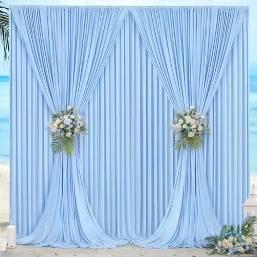 20ft x 10ft Baby Blue Backdrop Curtains Panels for Baby Shower Parties Wrinkle Free Fabric Backdrop Drapes Decorations Cloth for Birthday Party Gender Reveal Photography Photoshoot Background Curtain - color: Blue, size: W5' x H10'(4 panels)