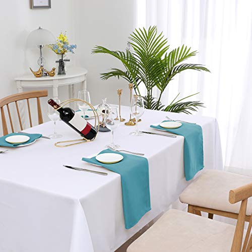 H.VERSAILTEX Cloth Napkins Set of 12 (18" X 18") Linen Textured Dinner Napkins Waterproof Extra Soft Thick Durable Reusable Napkins with Hemmed Edges for Dinners, Weddings and Everyday Use, Teal - color: Teal, size: 18" x 18" (Square)