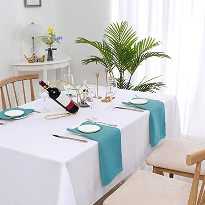 H.VERSAILTEX Cloth Napkins Set of 12 (18" X 18") Linen Textured Dinner Napkins Waterproof Extra Soft Thick Durable Reusable Napkins with Hemmed Edges for Dinners, Weddings and Everyday Use, Teal - color: Teal, size: 18" x 18" (Square)