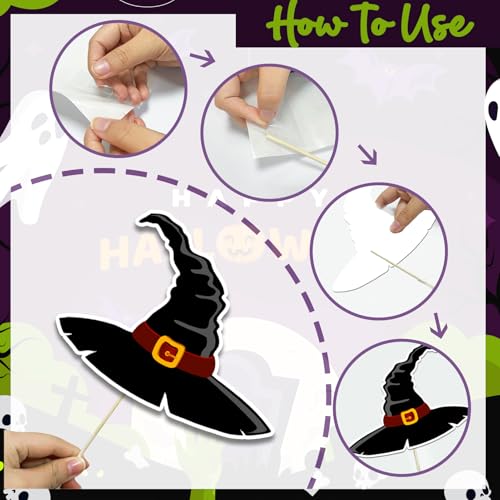 Halloween Photo Booth Props Kit, 24 Pieces DIY Vintage Scary Party Supplies, Vampire Skull Witch Photo Booth Props Kit for Women & Men Dress Up Accessories Costumes Props