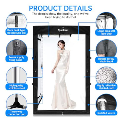 Photo Studio Light Box, 47"x39"x78" Professional Dimmable Shooting Tent Kit with 640 LEDs Lights & 3 Kinds Double-Sided Color Backgrounds for Large Product Photography - size: 47x39x78inch