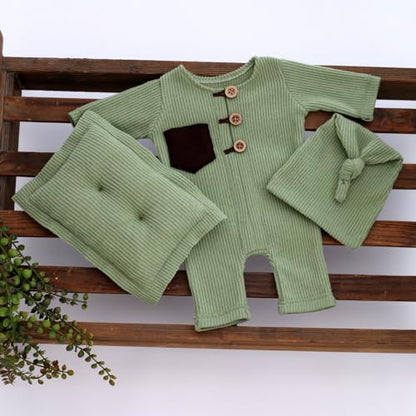 Newborn Photography Outfits Boy Girl Baby Photo Romper Knit Bodysuit Outfit Prop - color: Green
