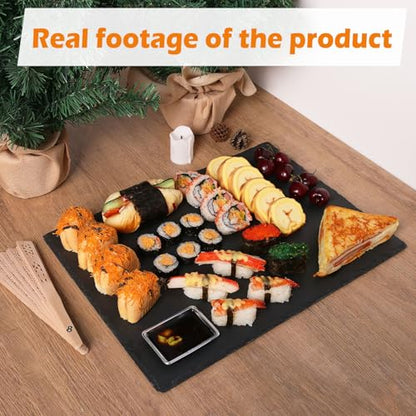 3 Pack 12 x 16 Inch Slate Cheese Boards, Black Square Slate Charcuterie Boards, Natural Charcuterie Stone Plates for Parties, Gifts, and Special Events, Cheese, Sushi, Food. - size: 3 Pack 12 x 16 Inch