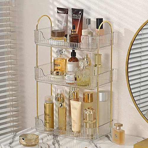shuang qing Bathroom Counter Organizer Countertop Storage, Cosmetics Skincare Shelf, Makeup Organizer Perfume for Dresser Vanity Tray, Spice Rack for Kitchen(3 Tier-Clear) - color: Lvory White, size: Standard-3 Tier