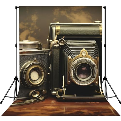 Old Camera Backdrop Background for Photography 5x7ft Photobooth Professional Photo Backdrop Curtains Video Photography Studio Photo Backgrounds Banner Booth Background Screen Parties - color: Old Camera