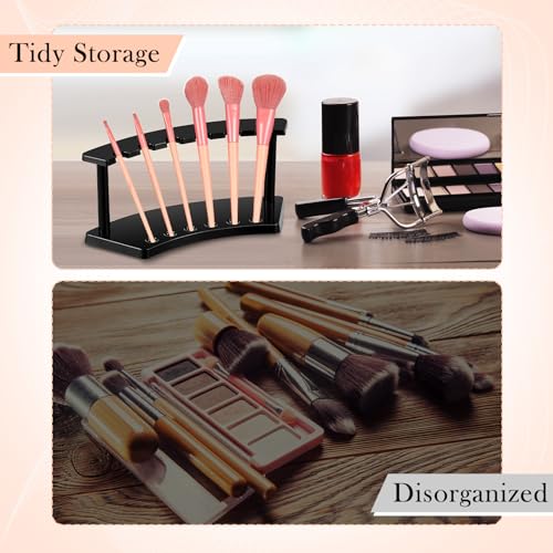 Lincia 10 Pack Pen Display Stand, 6 Slots Plastic Pen Holder, Display Eyebrow Makeup Brush Rack Organizer for School Office Supplies, 2 Style(Black) - color: Black
