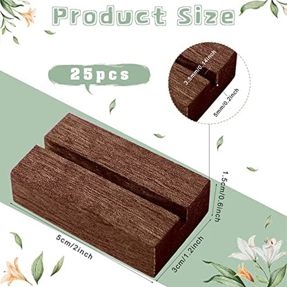Roowest 25 Pcs Wood Place Card Holder 2 Inch Rustic Table Number Holders Stands Wooden Sign stand Photo Card Display for Wedding Party Birthday Retail Shop Office Pictures Menu Decorations