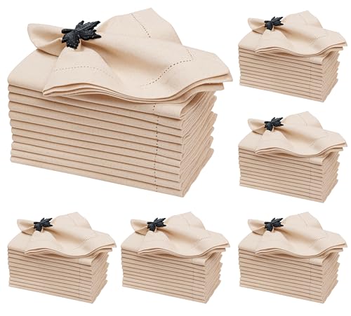 Linen Flax Cotton Cloth Dinner Napkins Set of 72-18x18 Natural Fabric with Hemstitched Mitered Corners - Machine Washable Wedding, Cocktail & Party Table Napkins - Natural - color: Natural, size: 18" x 18" (Set of 72)