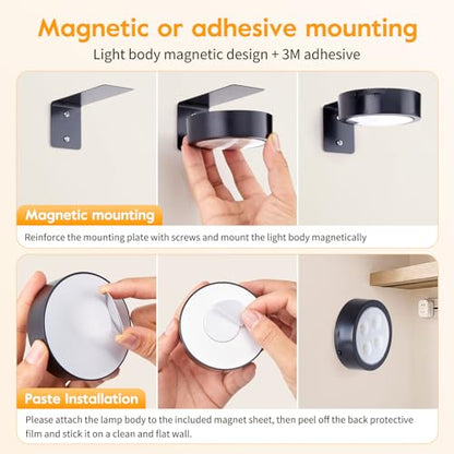 Brightown 2-Pack Picture Lights for Wall, Magnetic Art Display Picture Lights with Remote, 3 Lighting Modes Battery Operated Picture Light, Dimmable & Timer Art Wall Lights for Pictures, Black - size: 2PACK