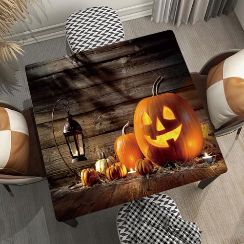Halloween Wooden Texture Square Fitted Tablecloths, Heavy Duty Table Covers for Spring Summer Picnic Party Use, Suits for 24"x24" Table, Style 02 - color: Wooden Texture 01, size: Suits for 24"x24" Table