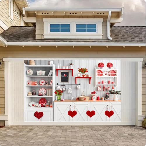 10x8 feet Valentine's Day Photography Backdrop White Wall Cupboard Kitchen Cooking red Rose Love Mood Moody Studio Background Photo Studio Props - size: 10x8ft