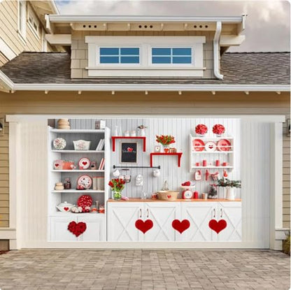 8x6 feet Valentine's Day Photography Backdrop White Wall Cupboard Kitchen Cooking red Rose Love Mood Moody Studio Background Photo Studio Props - size: 8x6ft