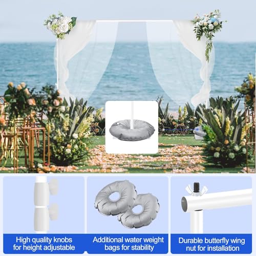 EMART Backdrop Stand, 6.5x10 ft Adjustable Photo Background Pipe and Drape Photography Kit with Heavy Duty Metal Flat Base for Parties, Wedding, Video Studio, Birthday - White - color: White