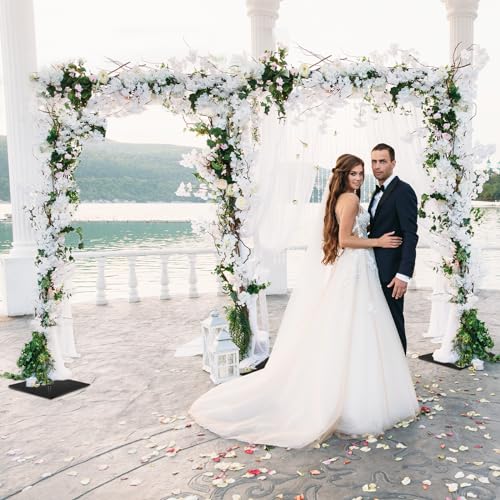 EMART 8.5x20ft(HxW) Photography Backdrop Stand for Parties, Adjustable Photo Pipe and Drape Background Back Drop Holder Frame Kit with Heavy Duty Metal Steel Base for Birthday Wedding - Black - size: 8.5×20ft