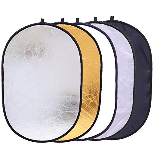 Collapsible Photography Reflector 24x35inch (60x90cm) 5-in-1 Multi Light Diffuser Panel Studio Photo Portable Light Reflectors for Product Photography Accessories Props with Carrying Bag