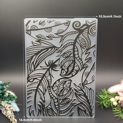 Plant Leaves Feather Textured Impressions Embossing Templates A6 Size 3D Plastic Embossing Folders for Card Making DIY Scrapbooking Photo Album Card and Handmade Paper Craft Decor