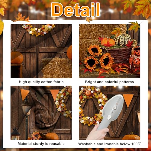 Avezano Fall Thanksgiving Photography Backdrop Autumn Pumpkin Harvest Barn Background Maple Leaves Rustic Wooden Door Garland Backdrops for Portrait Photoshoot Photo Studio (5x7ft) - size: 5x7ft