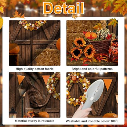 Avezano Fall Thanksgiving Photography Backdrop Autumn Pumpkin Harvest Barn Background Maple Leaves Rustic Wooden Door Garland Backdrops for Portrait Photoshoot Photo Studio (7x10ft) - size: 7x10ft