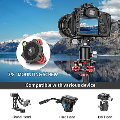 CAVIX Camera Leveler Tripod Leveling Base Tri-Wheel Head for Macro Photography Aluminum w Bubble Level 3 Axis Level with +/-5 Degree Precision Adjustment for DSLR Camera Rotator Panoramic Head LP-64