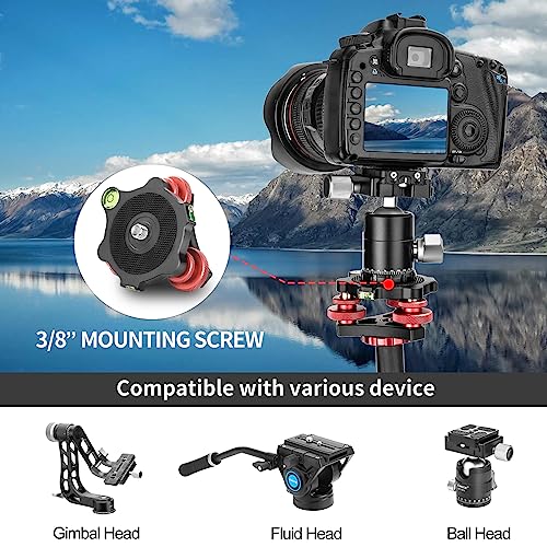 CAVIX Camera Leveler Tripod Leveling Base Tri-Wheel Head for Macro Photography Aluminum w Bubble Level 3 Axis Level with +/-5 Degree Precision Adjustment for DSLR Camera Rotator Panoramic Head LP-64