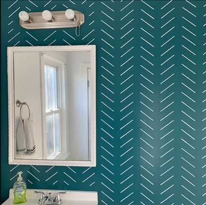 Geometric Wall Stencils for Painting 14” Herringbone Stencil Brick Hexagon Lines Wall Stencils for Painting Large Pattern - style: Geometric