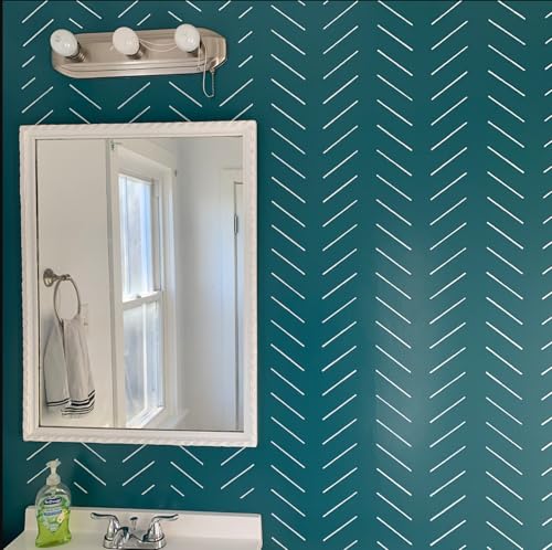Geometric Wall Stencils for Painting 14” Herringbone Stencil Brick Hexagon Lines Wall Stencils for Painting Large Pattern - style: Geometric