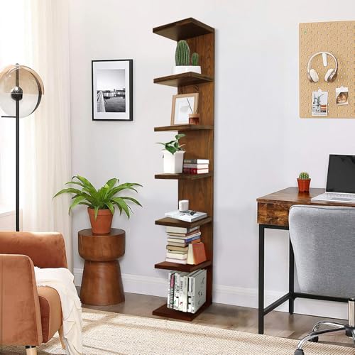 LitaEther Lack Wall Shelf,Display Floating Shelf (Solid Wood, 7 Tier) - color: Solid Wood, size: 7 Tier