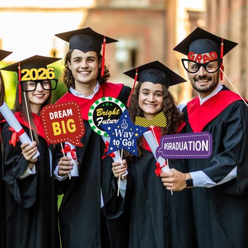 36pcs Graduation Photo Booth Props, Grad Photo Props, Graduation Decorations Class of 2026, 2026 Photo Booth Props Set for Graduation Party Favors Supplies Decorations, 2026 Grad Party Pose Signs