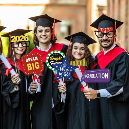 36pcs Graduation Photo Booth Props, Grad Photo Props, Graduation Decorations Class of 2026, 2026 Photo Booth Props Set for Graduation Party Favors Supplies Decorations, 2026 Grad Party Pose Signs